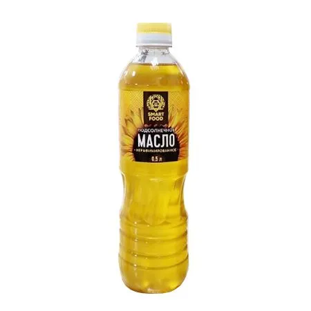 Масло растительное "Smart food", подсолнечное, нерафинированное, первый сорт, 500мл