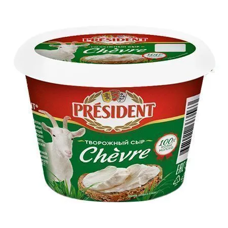 Сыр творожный "Chevre", "President", из козьего молока, 65%, 140г, БЗМЖ