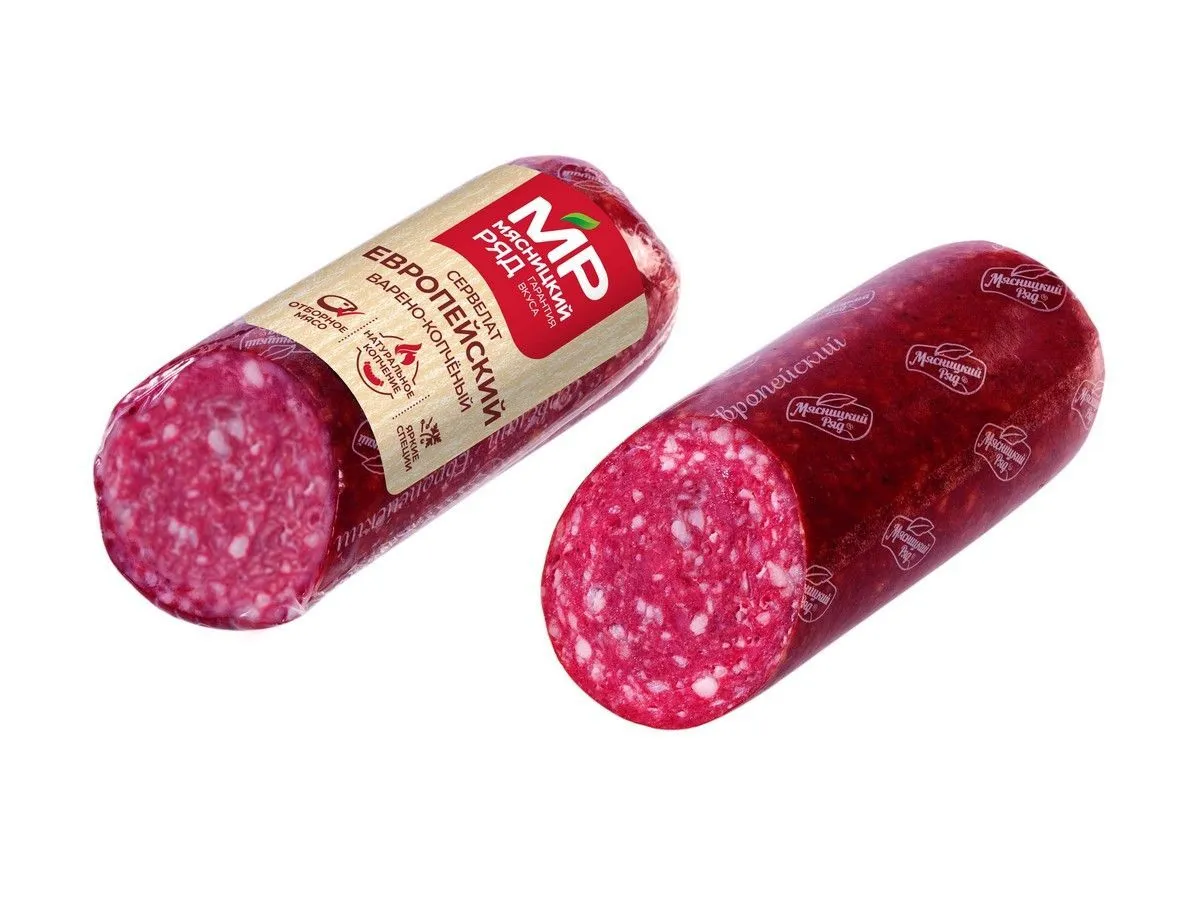 Колбаса варено-копченая сервелат "Европейский", 300 гр.