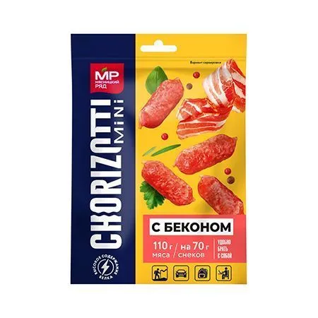 Колбаски сырокопченые "Чоризотти мини с беконом", 70г
