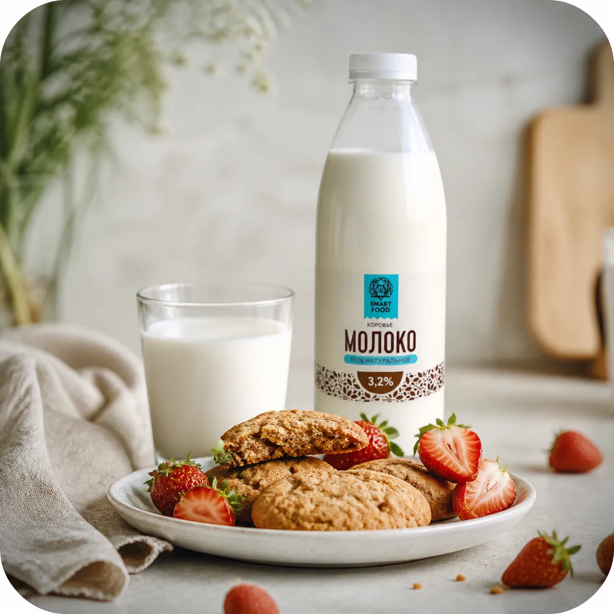 Молоко Smart Food 3,2% пастеризованное 930 мл