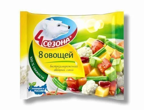 Смесь овощная "4 Сезона", "8 овощей", зам., 400г