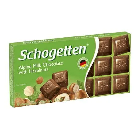 Шоколад "Schogetten", молочный, с обжаренным фундуком, 100г