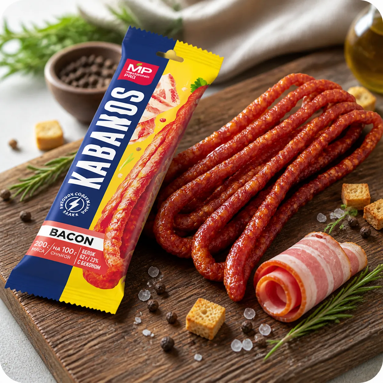 Колбаски сырокопченые KABANOS BACON, 60г