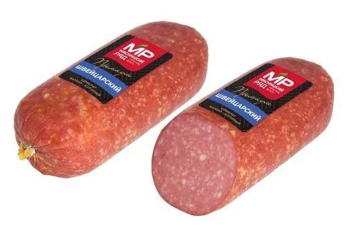 Колбаса варено-копченая  сервелат "Швейцарский"