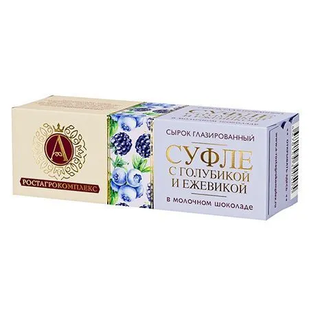Сырок глазированный "Суфле", голубика и ежевика, в молочном шоколаде, 15%, 40г