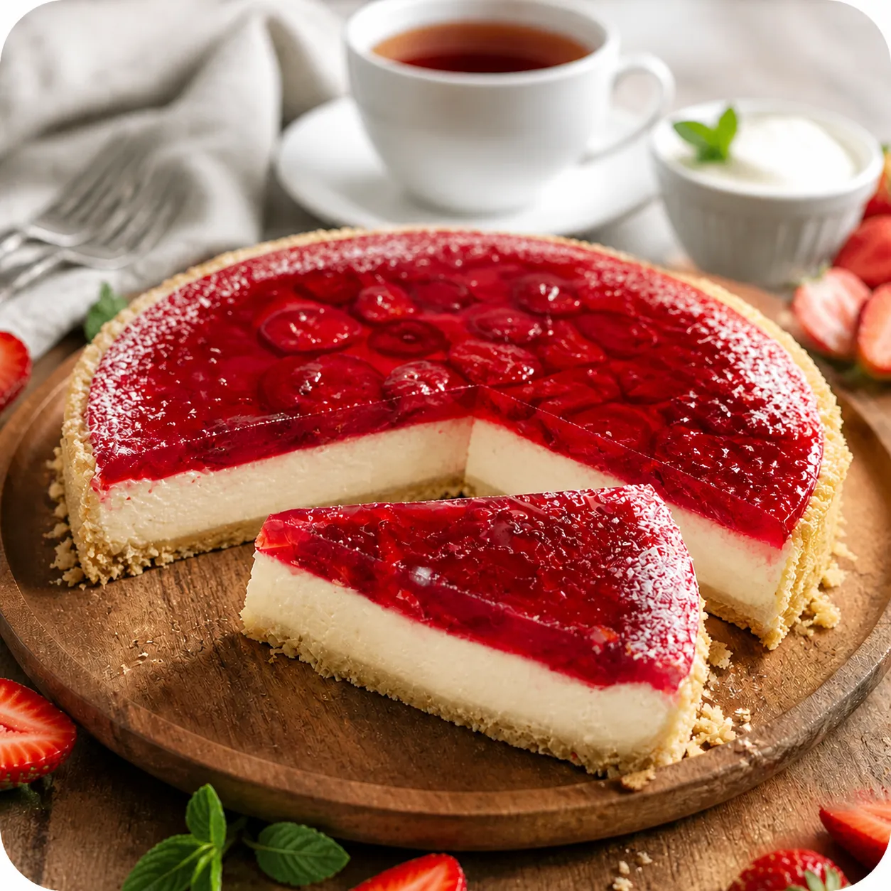 Фермерский чизкейк с желе с клубникой, БЗМЖ