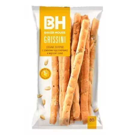 Палочки хлебные, "Baker House", "Grissini", подсолнечник, 80г