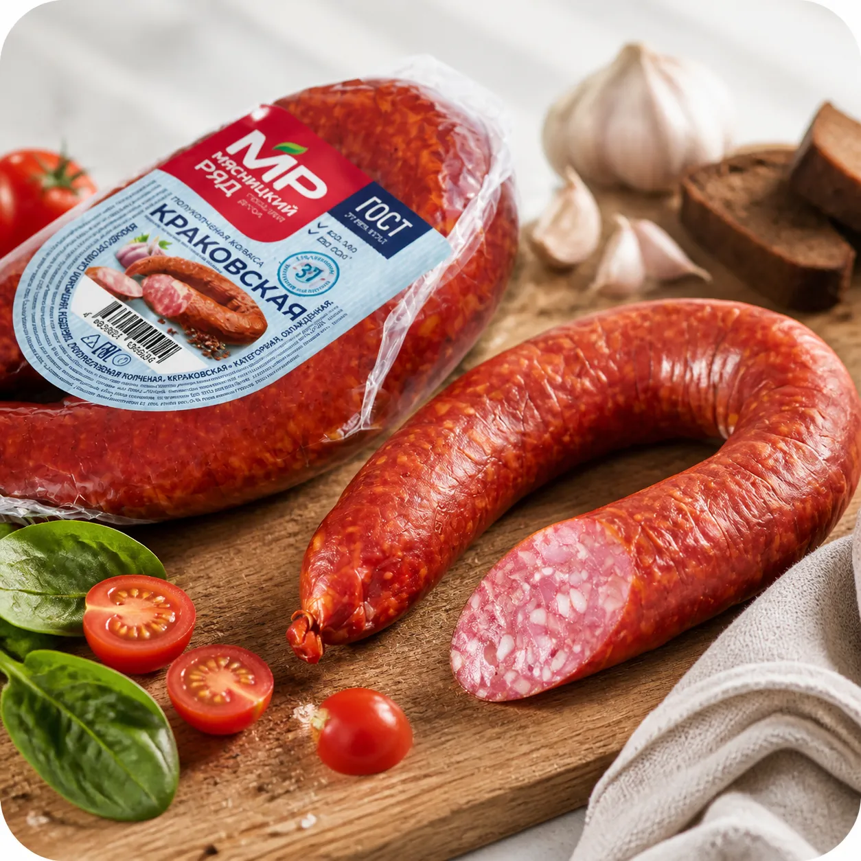 Колбаса полукопченая "Краковская" ГОСТ, 300г