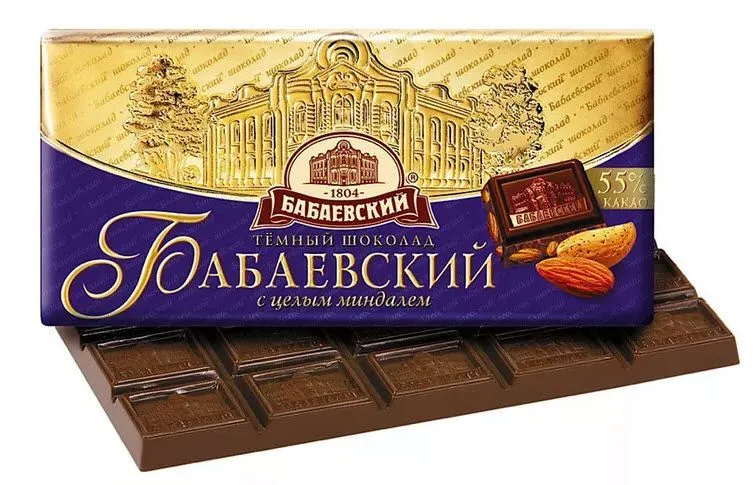 Шоколад "Бабаевский", темный, миндаль, 90г