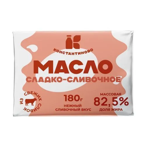 Масло сливочное "Традиционное" 82.5%, 180г, БЗМЖ