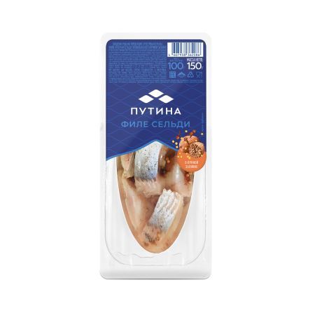 Сельдь "Путина", филе-кусочки в пряной заливке, 150г